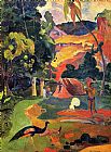 Paul Gauguin Famous Paintings - Landscape with Peacocks
